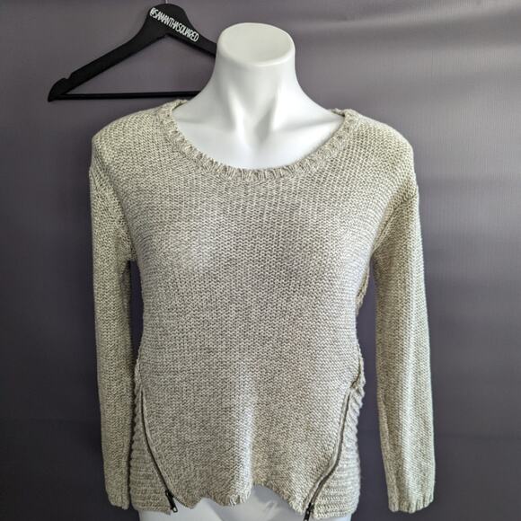 Quinn Oatmeal Side Zip Detail Sweater sz Medium - Picture 1 of 6